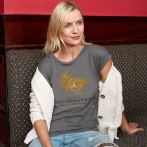 Drumshanbo-Single-Pot-Still-Irish-Whiskey-Ladies-Fitted-T-Shirt---Gold-Foil-in-Pewter1