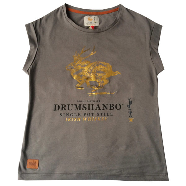 Drumshanbo-Single-Pot-Still-Irish-Whiskey-Ladies-Fitted-T-Shirt---Gold-Foil-in-Pewter2