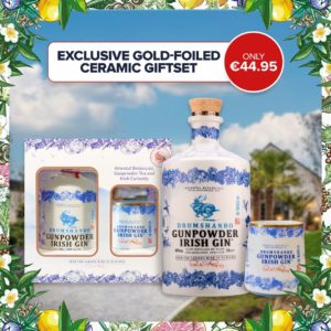 NEW Drumshanbo Gunpowder Irish Gin Ceramic Bottle & Cup Gift Box